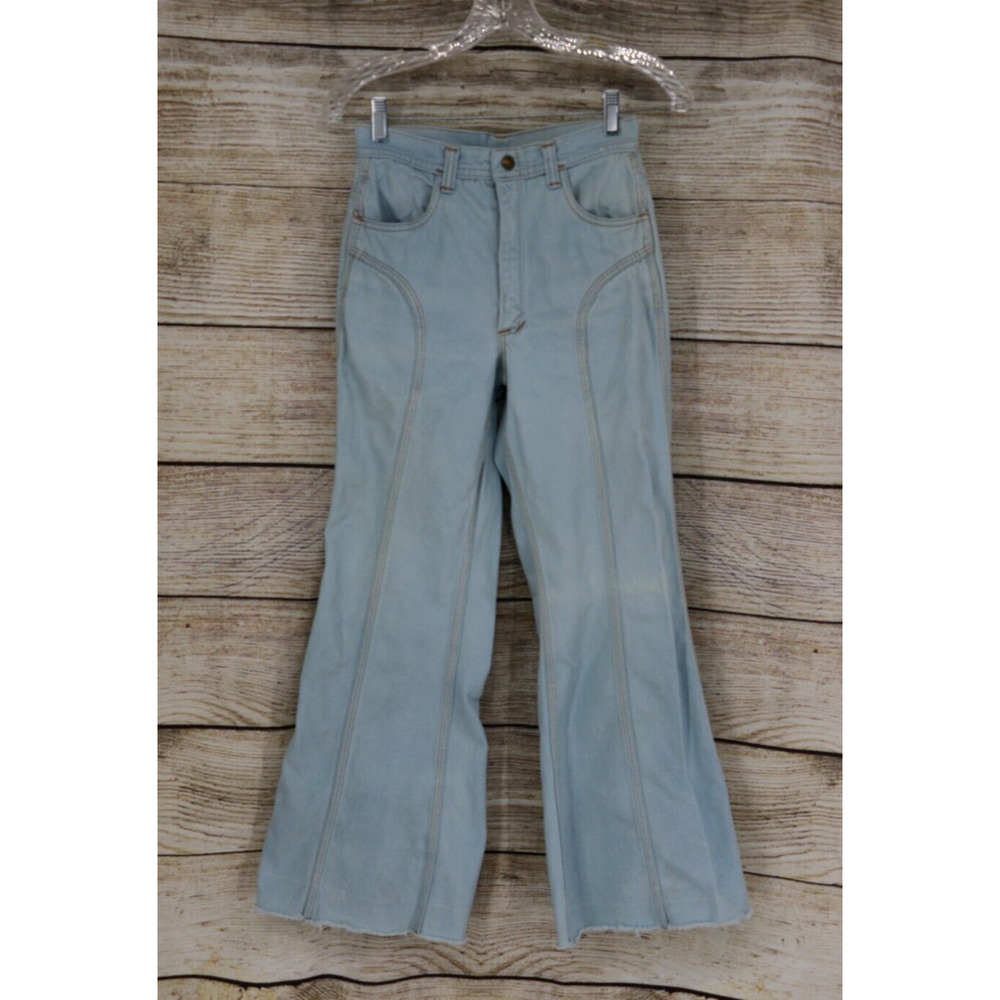 VINTAGE Red Snap Womens Size 25 x 28" Light Wash High Rise Flared Jeans